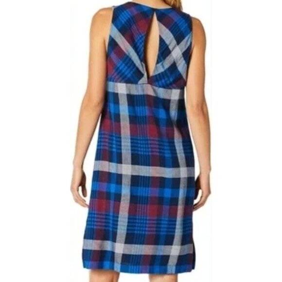 KAVU Womens L Rita Sleeveless V Neck Blue‎ Red Plaid Dress - Picture 2 of 13